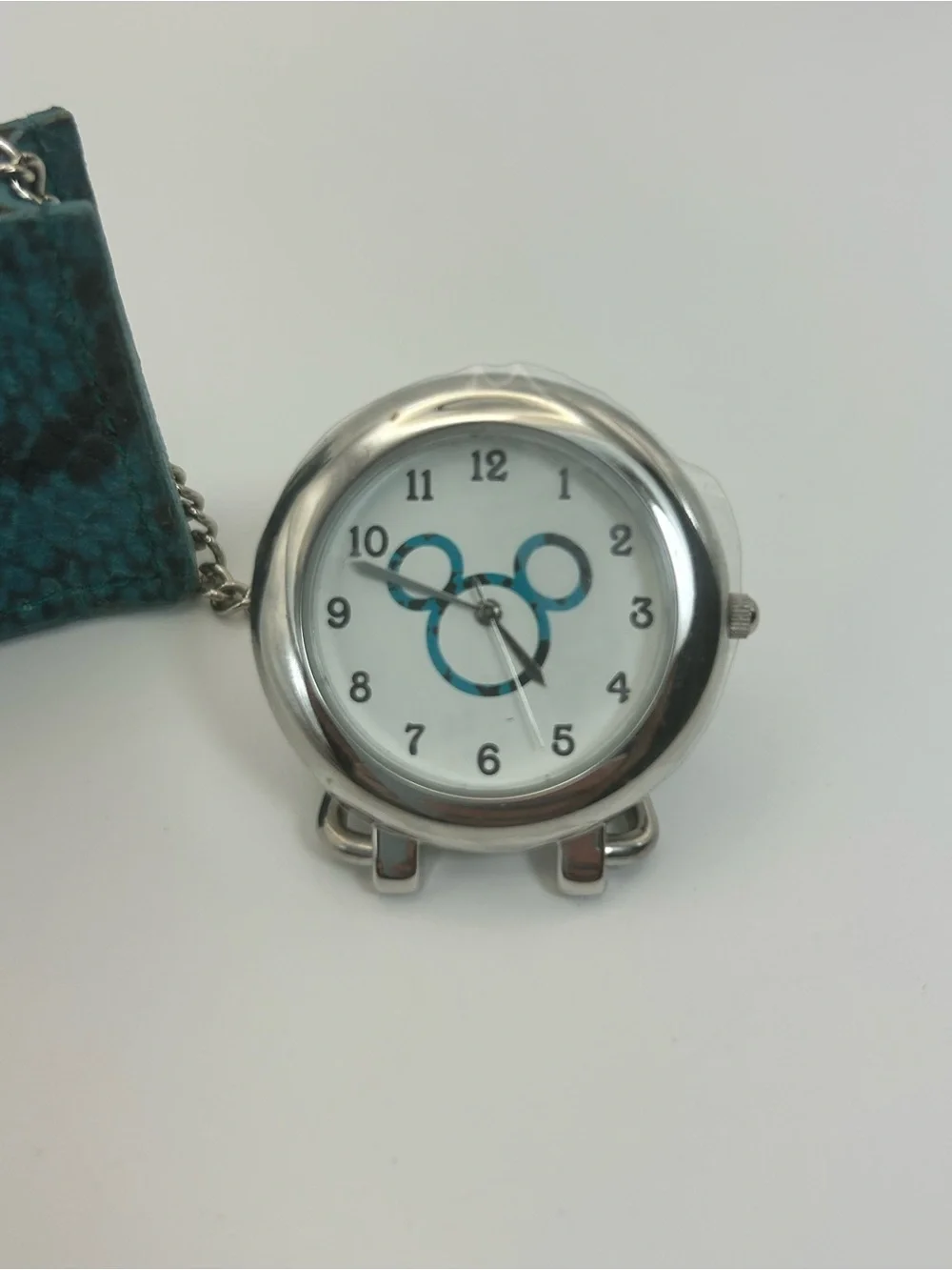 Disney Mickey Mouse Pocket Watch Teal Textured Pouch 1.5